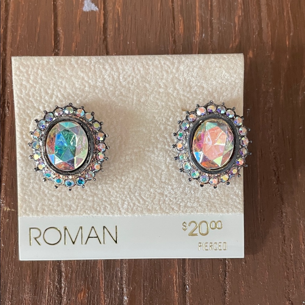 Roma Multicolor Iridescent Halo Stud Earrings NWT